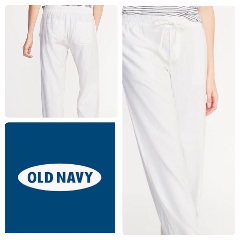 Old Navy Linen-Blend Wide-Leg Drawstring Pants - M
